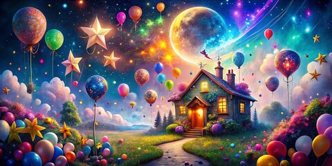 Surreal Home Party Invitation Design: Whimsical Welcome Home Celebration