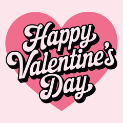 A handwritten text Happy Valentine's Day. Lettering. Colorful holiday banner. Vector illustration.