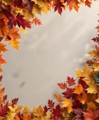 Fototapeta premium A burst of colorful leaves against a neutral background, background, vibrant