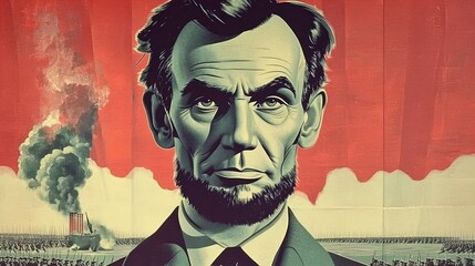 uplifting battlefield portrait of lincoln: a powerful poster for sports interiors, inspiring resilience and hope through dramatic art