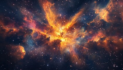 Fototapeta premium A Cosmic Nebula with Glowing Gas and Distant Stars