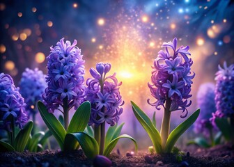 Fototapeta premium Surreal Purple Hyacinth Photography: Dreamlike Floral Fantasy, Mystical Bloom, Ethereal Purple Flowers