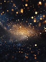 Obraz premium abstract gold, black and blue glitter background with fireworks. christmas eve, 4th of july holiday concept