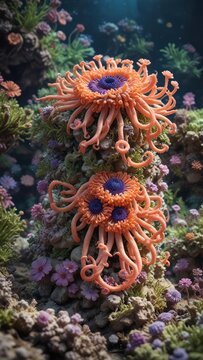 Beadlet anemone with open tentacles in coral reef, beadlet anemone, nature