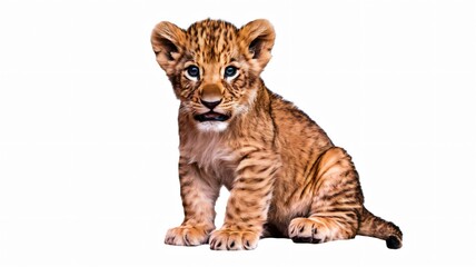 Obraz premium Lion cub whole flat white background