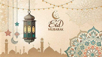 Fototapeta premium Photo Ramadan Glow Mosque Moon and Bokeh islamic ramadan eid mubarak kareem mosque background