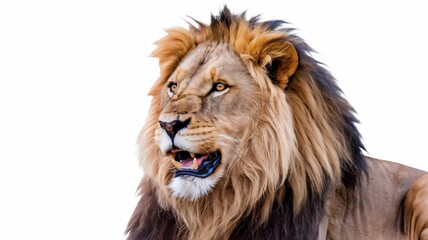 The lion sleeps half-body.