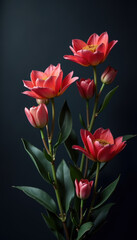 Obraz premium Dark background with enchanting lilies, ideal for text overlays and colorful celebrations throughout the year.