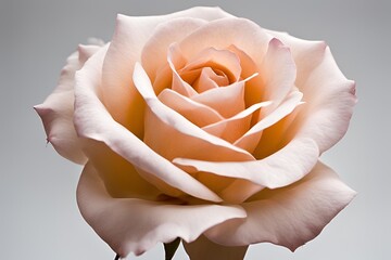 Close-up of a single rose with soft petals, set against a clean white background, highlighting its rich color and texture.