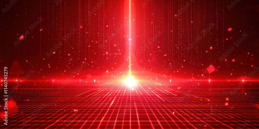 Poster red background with a glowing red line