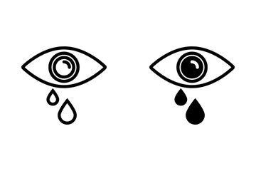 Crying eye icon. Outline crying eye vector icon for web design isolated on white background