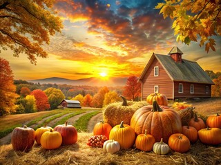 Thanksgiving Landscape Photography Backdrop Ideas: Autumn Harvest Scenery