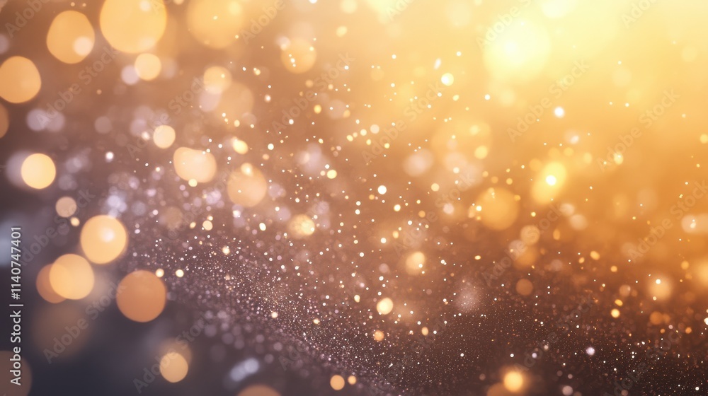 Poster gold and silver fireworks and bokeh in new year eve and copy space. abstract background holiday.