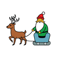 Naklejka premium reindeer with santa claus hat