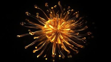 Golden firework, Happy new year concept, Design for overlay, montage, texture on transparent background