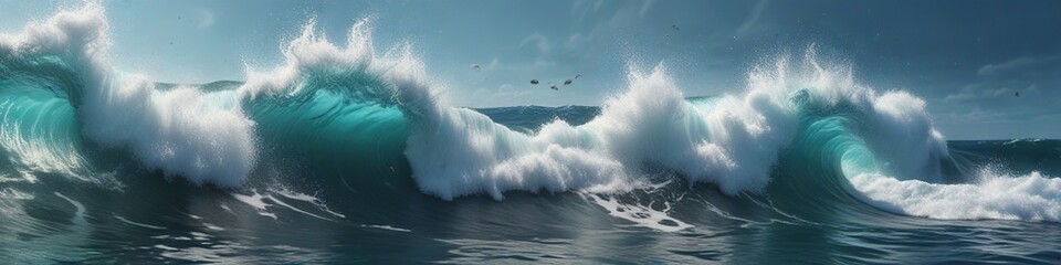 Obraz premium Bubbly seawater with ocean waves and sea creatures , sea creatures, spiral