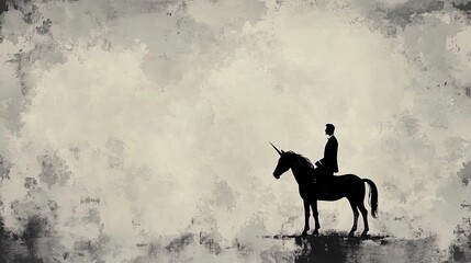 Empowering Fantasy Poster: Businessman on a Majestic White Unicorn with Glowing Golden Horn – A Unique Blend of Professionalism and Mythical Wonder for Sports Interior Décor