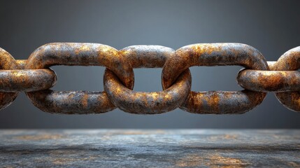 Fototapeta premium Closeup view of a rusty metal chain, showcasing the intricate details and strength of the industrial design.