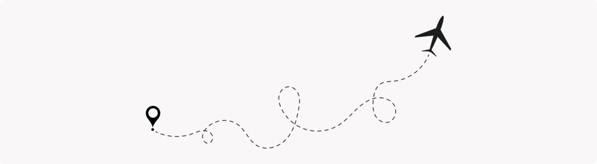 Airplane line path icon. Vector illustration 