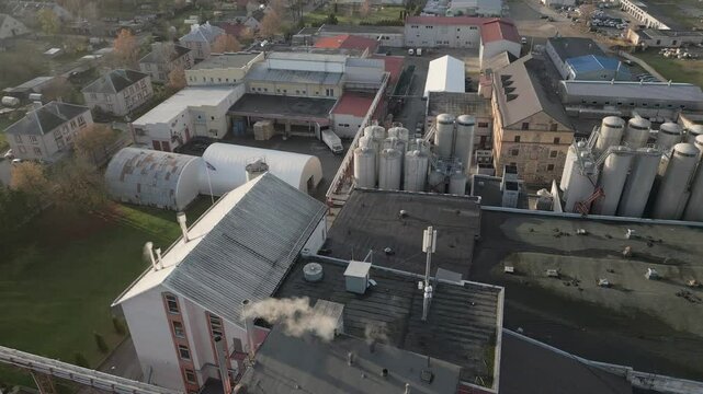 Siauliai, Lithuania - 15th november, 2024: aerial view Gubernija - Historical Unique Brewery factory buildings complex. Manor brewery. Gubernija HUB. Lithuanian beer and kvass produce