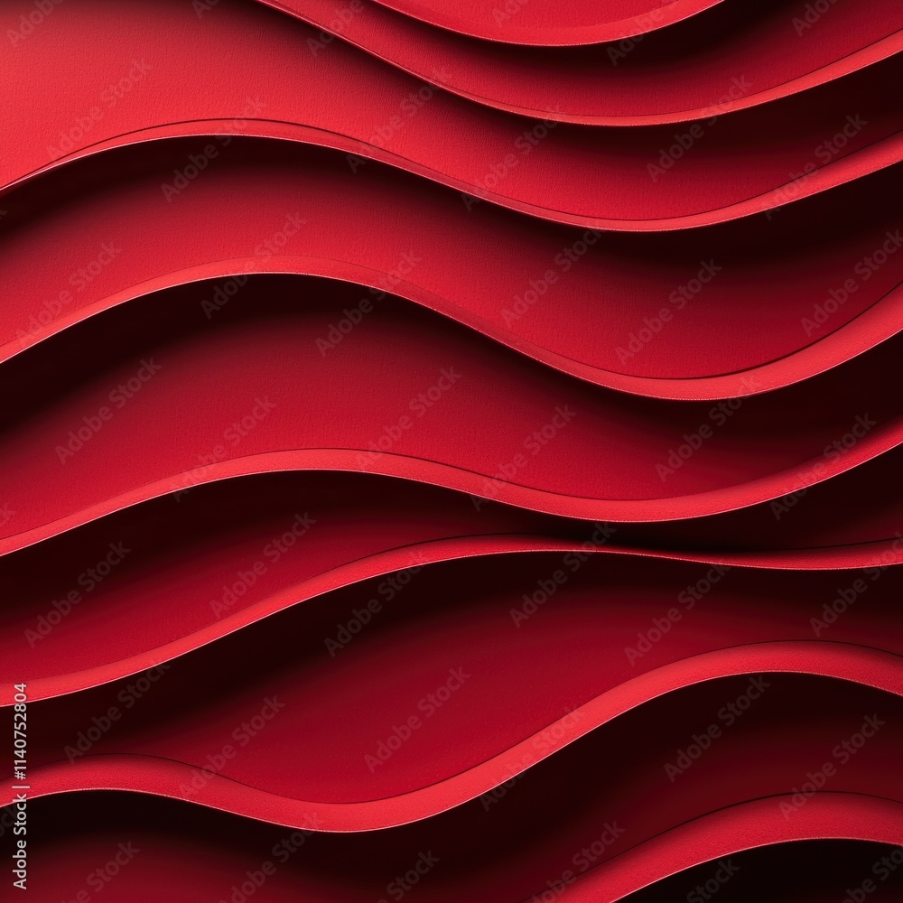 Poster bold red paper folds and curves elegant texture with soft light reflection ideal for striking visual