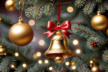 christmas tree decorations on red background