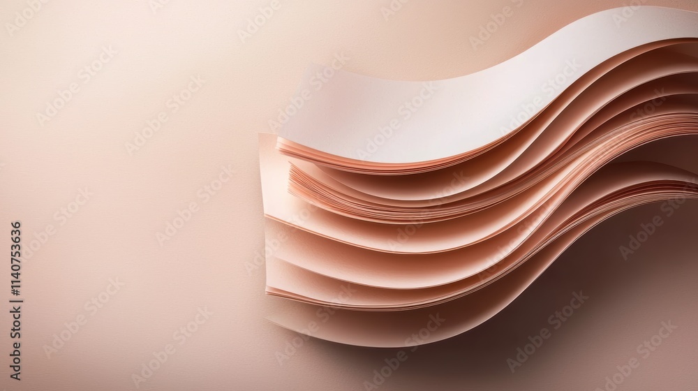 Poster elegant folded paper layers soft light reflection in rose gold abstract background for branding use