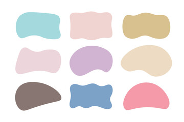 Pastel organic abstract frames. Backgrounds in the form of liquid bubbles. Empty field for text. Vector illustration isolated on white background.