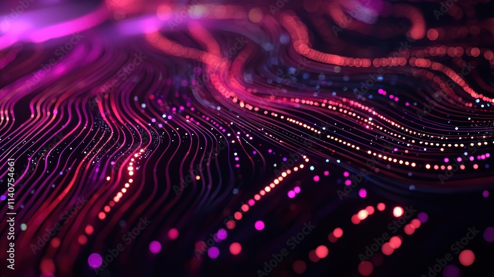 Poster futuristic pattern of glowing cloud nodes, interconnected ai circuits, and holographic digital grids