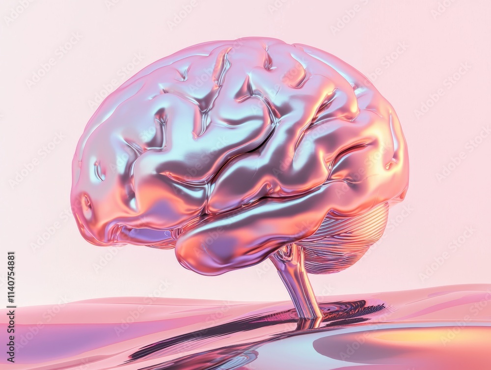 Poster futuristic seamless pattern of holographic waves, glowing tech grids, and ai brain connections in so