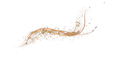 Gold curved light line, rope, spiral, tape. Smooth festive gold line with light effects. Light golden Twirl. Curve light effect of golden line. PNG.
