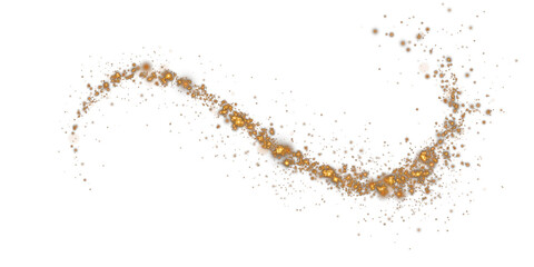 Gold curved light line, rope, spiral, tape. Smooth festive gold line with light effects. Light golden Twirl. Curve light effect of golden line. PNG.
