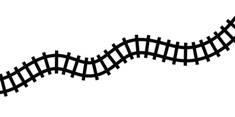 Fototapeta premium Railway train track vector route. Train track elements. Rail road map. Rail pattern round circular curve railroad path icon.