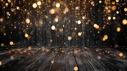 Sylvester, New Year's Eve 2025 Party, New year, Fireworks, Firework celebration background banner panorama long- Sparklers and bokeh lights on rustic black wooden wall texture.