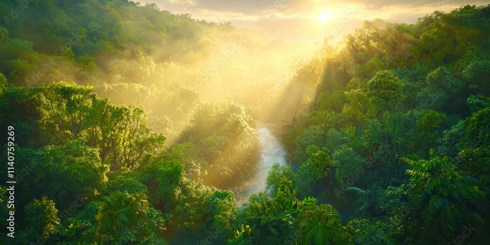 Poster Forest with a river running through it