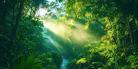 Fototapeta premium Forest with a stream running through it