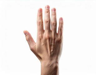 main d'un homme de dos et ouverte en ia sur fond blanc