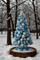 christmas tree in snow
