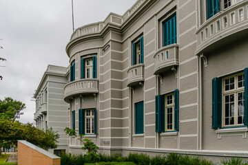 Facade of museum in Curitiba, Parana, Brazil.