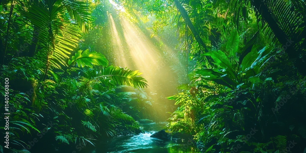 Poster Forest with a stream running through it