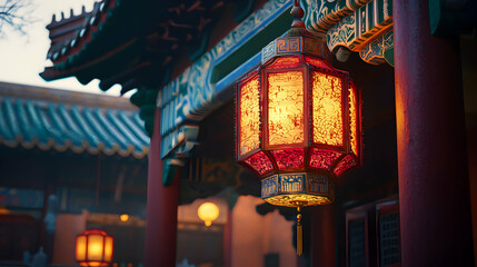 Obraz premium Illuminated Chinese Lantern Illustration