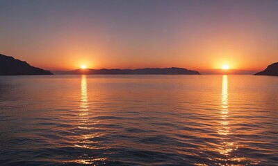 Obraz premium Fading light on the Mediterranean Sea with reflected warm tones , water, tone
