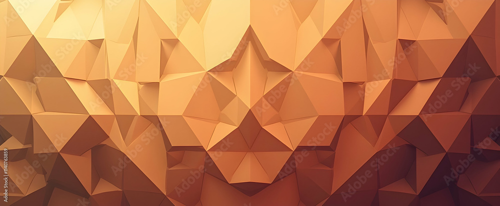 Poster mesmerizing abstract art: a symphony of golden hues in geometric polygons. intricate details create 