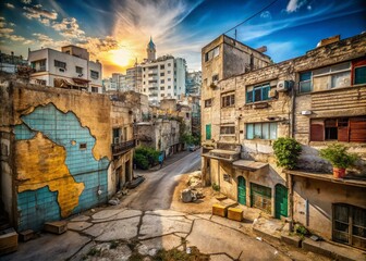 Fototapeta premium Urban Exploration Israel: Modern Day Map Photography