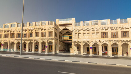 Fototapeta premium Souq Waqif timelapse hyperlapse in Doha, Qatar.