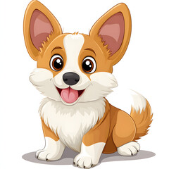 Cute corgi puppy illustration on white background 