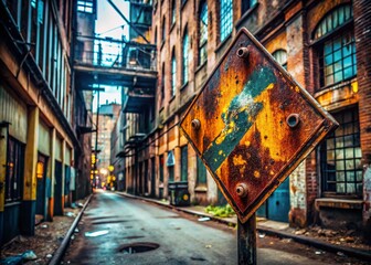 Fototapeta premium Urban Exploration Photography: Creative Tip Sign Ideas - Grunge, Rust, Graffiti, Abandoned Places