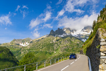 Landscape near Sustenpass with high alpine road, Innertkirchen - Gadmen, Switzerland
