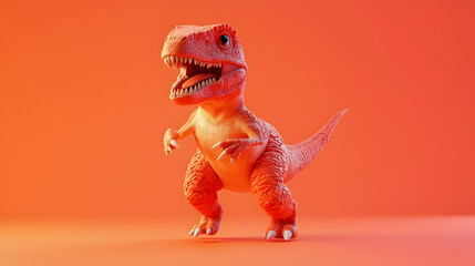 Playful Orange T-Rex 3D Render