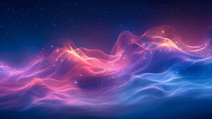 Fototapeta premium Abstract Waves of Light in Cosmic Colors 